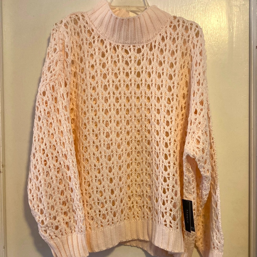 Open-stitch turtleneck sweater